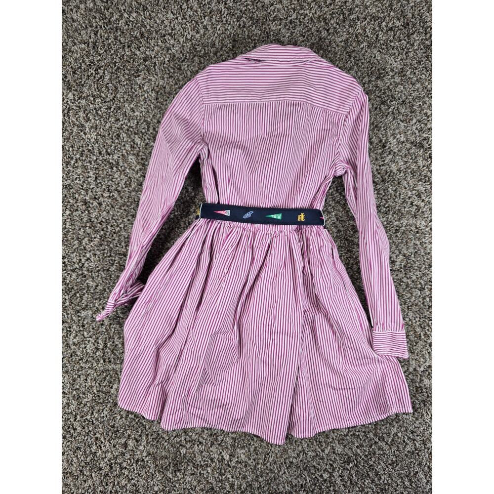 Polo Ralph Lauren Girls Size 12 Pink Striped Button-Down Belted Shirt Dress - Picture 2 of 7